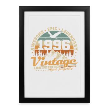 Millésime 1996 Vintage Rétro Cadeau d’anniversaire - Affiche encadrée (27 × 37 cm) - noir - Devant