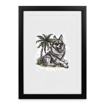 Wolf Summer Comic - Affiche encadrée (27 × 37 cm) - noir - Devant