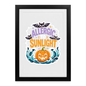 Allergic to Sunlight Halloween Sticker - Framed poster (27 × 37 cm) - black - Front