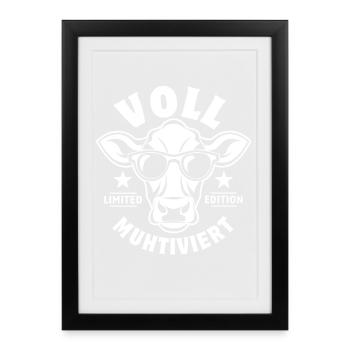 Fully mooted cow with sunglasses - Framed poster (27 × 37 cm) - black - Front