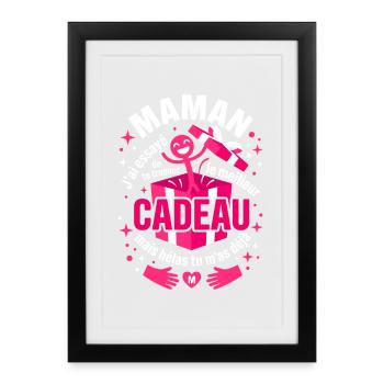 Maman Humour Meilleur Cadeau Boîte Surprise - Affiche encadrée (27 × 37 cm) - noir - Devant