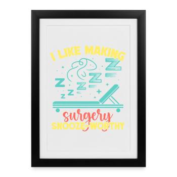Anesthésiste Anesthésie Snooze - Affiche encadrée (27 × 37 cm) - noir - Devant
