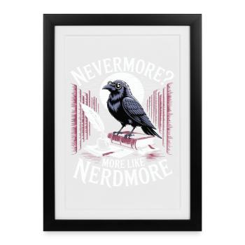 Nerdmore Raven on Books - Framed poster (27 × 37 cm) - black - Front
