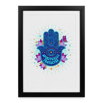 Spiritualité Fleur de Lotus Protégée Spirituellement - Affiche encadrée (27 × 37 cm) - noir - Devant