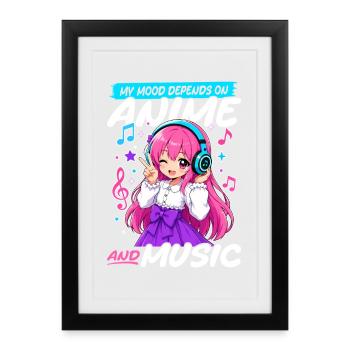 Anime and Music Chibi - Framed poster (27 × 37 cm) - black - Front