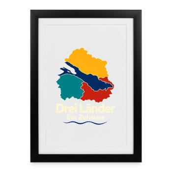 Bodensee Map Drei Länder Ein Zuhause - Framed poster (27 × 37 cm) - black - Front