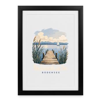 Wochenende am See, Bodensee Uferkind Heimatmotiv - Framed poster (27 × 37 cm) - black - Front