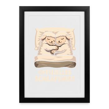 Offizielles Schlafshirt Kuschel Schafe - Gerahmtes Poster (27 × 37 cm) - Schwarz - Vorne