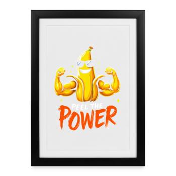 Peel The Power Funny Banana Muscleman Fitness - Framed poster (27 × 37 cm) - black - Front