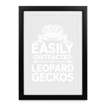 Paroles du gecko léopard Drôle de cadeau drôle de gecko léopard - Affiche encadrée (27 × 37 cm) - noir - Devant