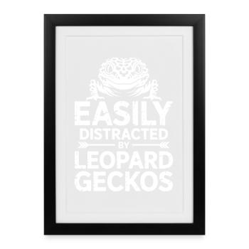 Paroles du gecko léopard Drôle de cadeau drôle de gecko léopard - Affiche encadrée (27 × 37 cm) - noir - Devant