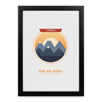 Koa Zeit bin am Berg – Tirol Wanderspruch - Gerahmtes Poster (27 × 37 cm) - Schwarz - Vorne