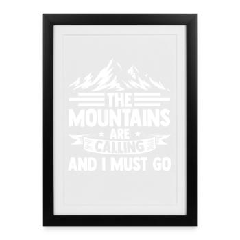 Hiking Mountain Trail Backpacking Outdoors Poaching - Framed poster (27 × 37 cm) - black - Front