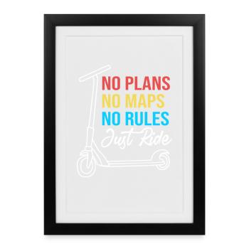 Trottinette Roller - Affiche encadrée (27 × 37 cm) - noir - Devant