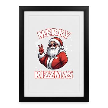 Joyeux Cadeau de Noël amusant pour le Père Noël - Affiche encadrée (27 × 37 cm) - noir - Devant