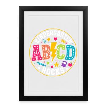 Kita AB/CD Rocks colorful learning world - Framed poster (27 × 37 cm) - black - Front
