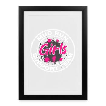 Équipe de soutien filles de course dans la boue Schlammlauf Muddy Race - Affiche encadrée (27 × 37 cm) - noir - Devant