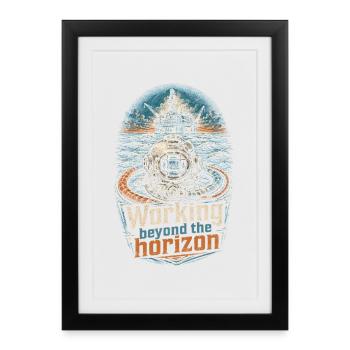 Travailleurs des eaux profondes travaillant au-delà de l’horizon - Affiche encadrée (27 × 37 cm) - noir - Devant