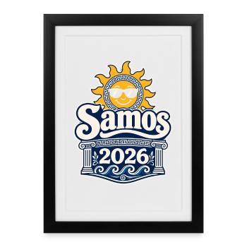 Samos 2026 Sun Symbol Logo - Framed poster (27 × 37 cm) - black - Front
