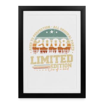 Born 2008 Retro Vintage Birthday Gift - Framed poster (27 × 37 cm) - black - Front