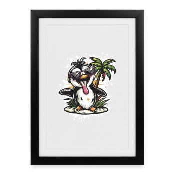 Penguin Summer Comic - Framed poster (27 × 37 cm) - black - Front