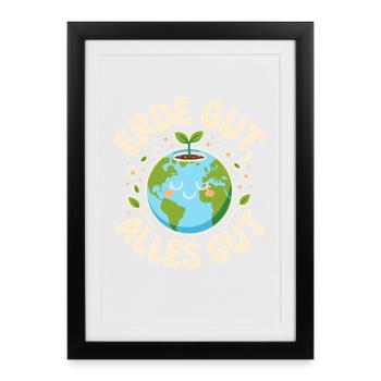 Terre Bonne Toute Bonne Protection de l’Environnement Nature Mère Terre - Affiche encadrée (27 × 37 cm) - noir - Devant