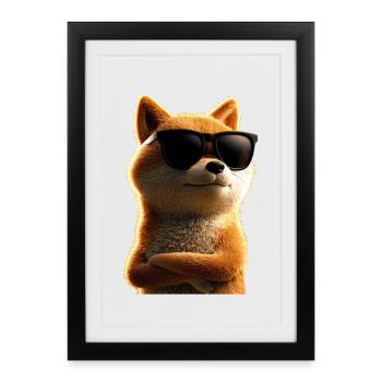 Chien Shiba Inu Race de chiens japonais Shibas du Japon - Affiche encadrée (27 × 37 cm) - noir - Devant