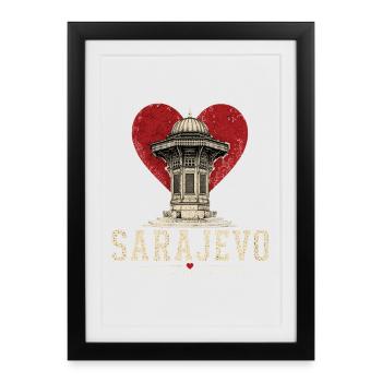 Conception de la tour du cœur de Sarajevo - Affiche encadrée (27 × 37 cm) - noir - Devant