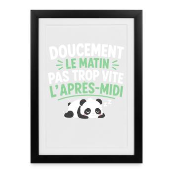Matin Doux Après-Midi Léger Panda - Affiche encadrée (27 × 37 cm) - noir - Devant