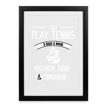 Citation amusante sur le tennis - Affiche encadrée (27 × 37 cm) - noir - Devant