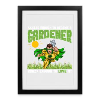 Super-héros Jardinier - Affiche encadrée (27 × 37 cm) - noir - Devant