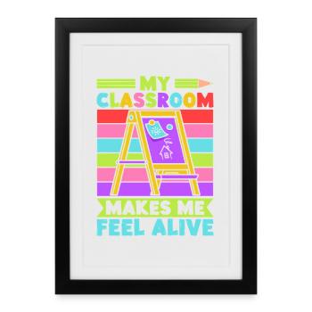 Enseignante de maternelle Feel Alive Enseignante de maternelle - Affiche encadrée (27 × 37 cm) - noir - Devant