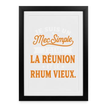 Réunionnais Cadeau humour personnalisé - Affiche encadrée (27 × 37 cm) - noir - Devant