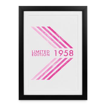 Édition limitée 1958 Anniversaire féminin - Affiche encadrée (27 × 37 cm) - noir - Devant