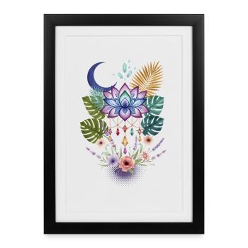Spiritualité Géométrie Sacrée Fleur de Lotus Zen - Affiche encadrée (27 × 37 cm) - noir - Devant