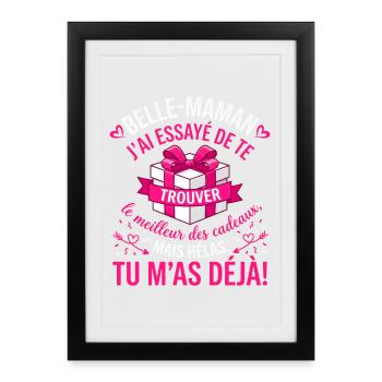 Belle Maman Humour Le Meilleur Cadeau - Affiche encadrée (27 × 37 cm) - noir - Devant