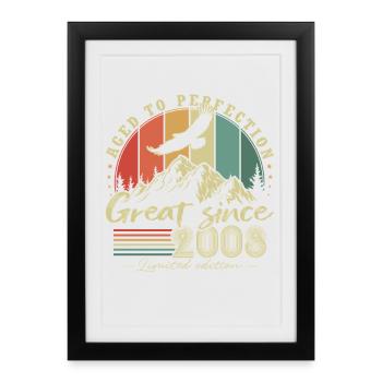 Cadeau rétro vintage vintage d’anniversaire 2008 - Affiche encadrée (27 × 37 cm) - noir - Devant