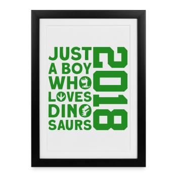 DINO 2018 DINOSAUR 8E ANNIVERSAIRE - Affiche encadrée (27 × 37 cm) - noir - Devant