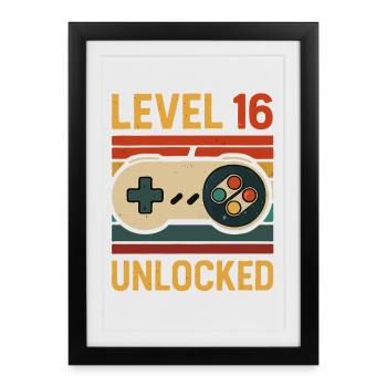 Gaming pour le 16e anniversaire - Affiche encadrée (27 × 37 cm) - noir - Devant