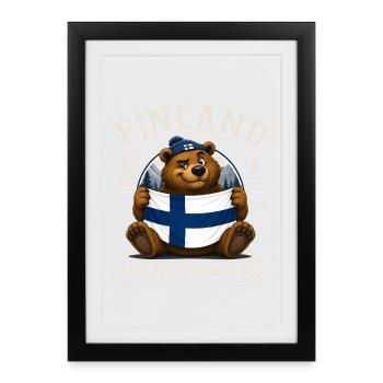 Finnland Bär – Land der tausend Seen - Gerahmtes Poster (27 × 37 cm) - Schwarz - Vorne