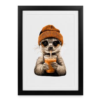 Café Suricate Café glacé Suricate Fraîche - Affiche encadrée (27 × 37 cm) - noir - Devant