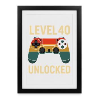 Level 40 Unlocked Gaming Controller - Framed poster (27 × 37 cm) - black - Front