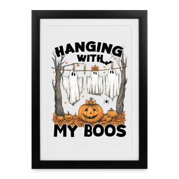 Halloween Ghost Cute Ghosts Halloween Autumn - Framed poster (27 × 37 cm) - black - Front