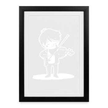 Garçon Violon Drôle - Affiche encadrée (27 × 37 cm) - noir - Devant