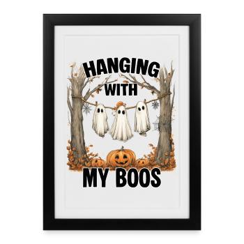 Fête d’Halloween Famille Halloween Mignonne - Affiche encadrée (27 × 37 cm) - noir - Devant