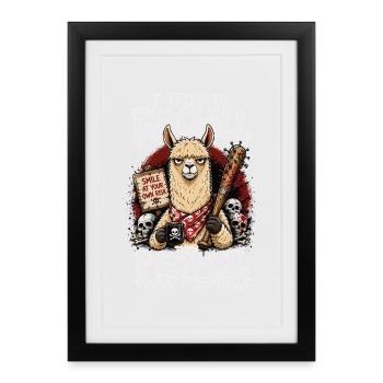 I Tried To Be Chill Then People Happened Lama - Framed poster (27 × 37 cm) - black - Front