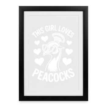 Paroles du paon Oiseau Paon Drôle de cadeau de paon - Affiche encadrée (27 × 37 cm) - noir - Devant