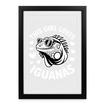 Dictons des iguanes, drôles d’iguanes, cadeau des iguanes. - Affiche encadrée (27 × 37 cm) - noir - Devant