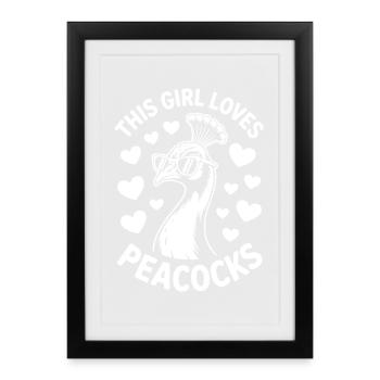 Paroles du paon Oiseau Paon Drôle de cadeau de paon - Affiche encadrée (27 × 37 cm) - noir - Devant