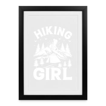 Filles de randonnée en montagne Fille de randonnée - Affiche encadrée (27 × 37 cm) - noir - Devant